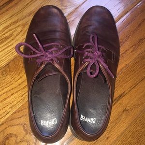 Camper chunky rubber sole burgundy oxfords